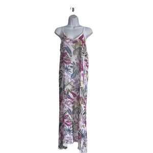 DINA ZANELLI Floral Print Italian Silk Blend Swim Coverup Maxi Dress NWT